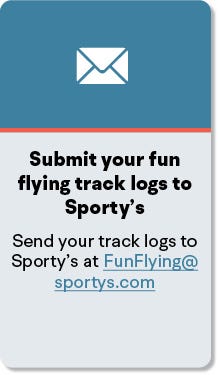 Submit your fun flying track logs to Sportys Send your track logs to Sportys at FunFlying@sportys.com